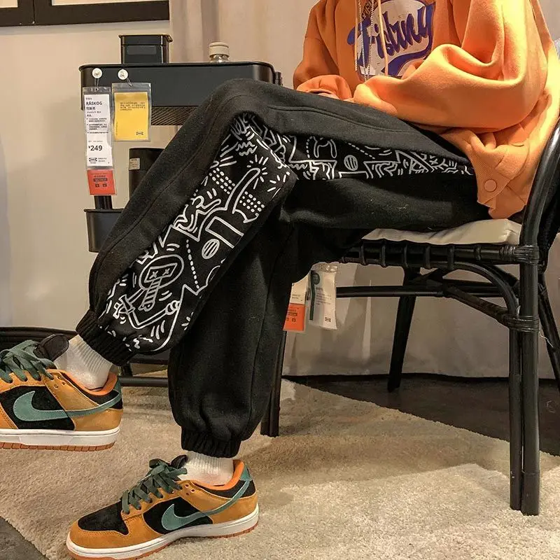 

Trousers Print Harem Hip-hop Man Sports Pants Corduroy Comfortable Retro Korean Autumn Winter Casual New in Sweatpants for Men