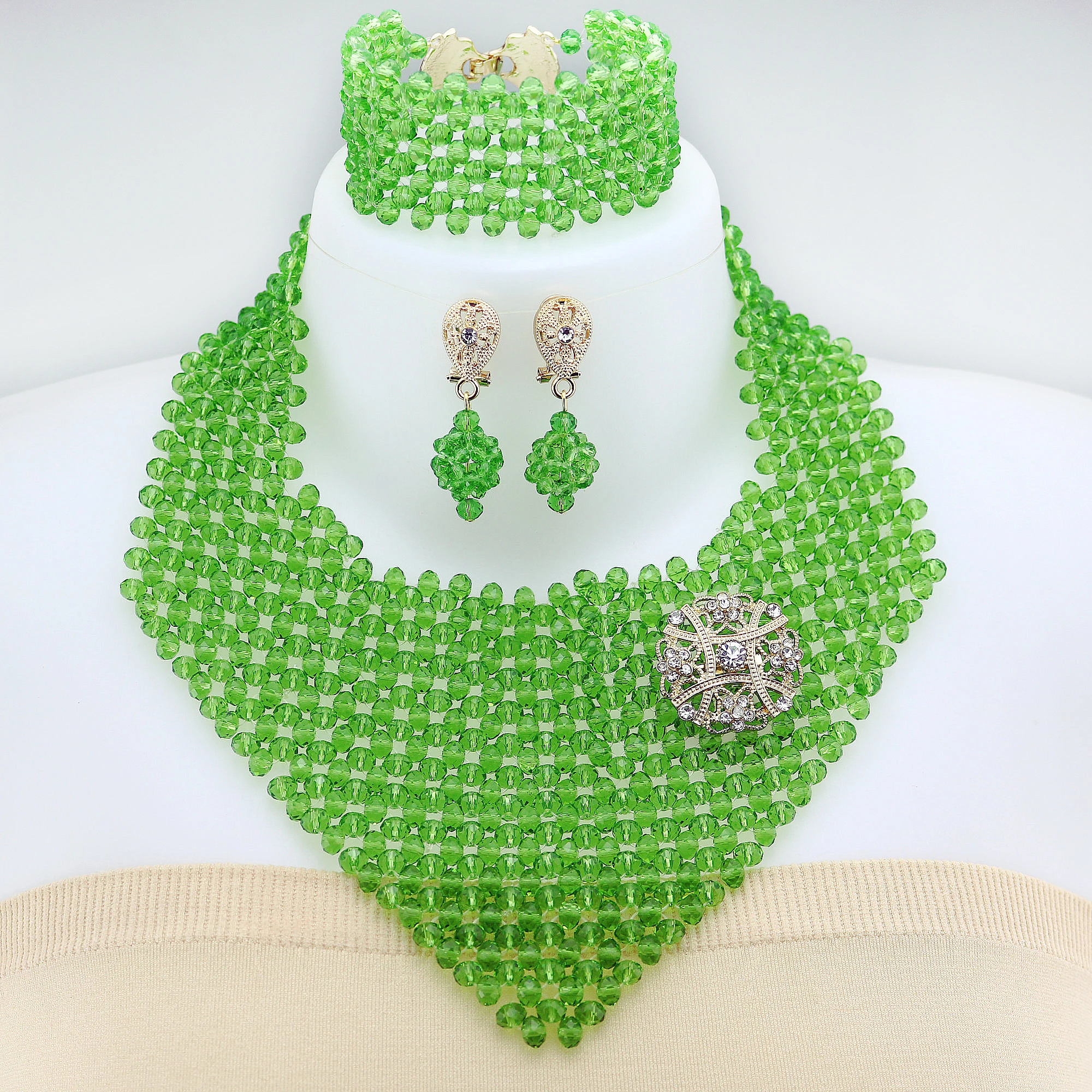 Fashion African Wedding Beads crystal Jewelry Set for Women Nigeria Bride Jewelry Sets Party For Women image 2
