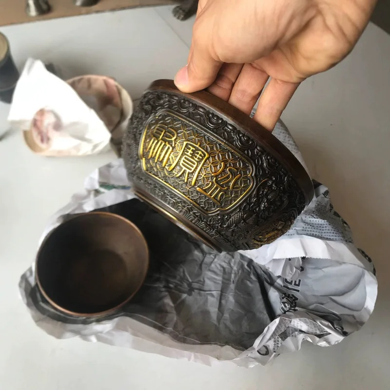 Ornament, Copper Kirin Fortune Basin, Diameter 17cm, Decorative Gift Craft