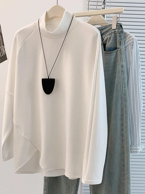 Cseta de Cuello Alto ueso, Estilo Coreano, Otoño Invierno, Nueva Moda, Cseta Interior Irregular para Mujer