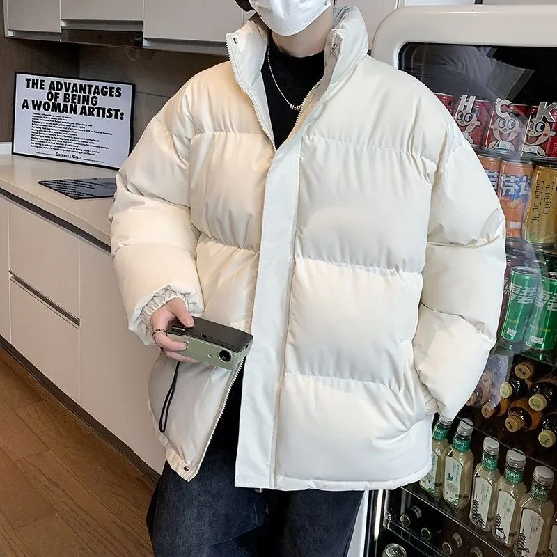 

Thiened Cotton Jaet Men's Stand Collar Warm Outerwear Trendy Couples Faion Autumn Winter New Arrival Polyester Fiber