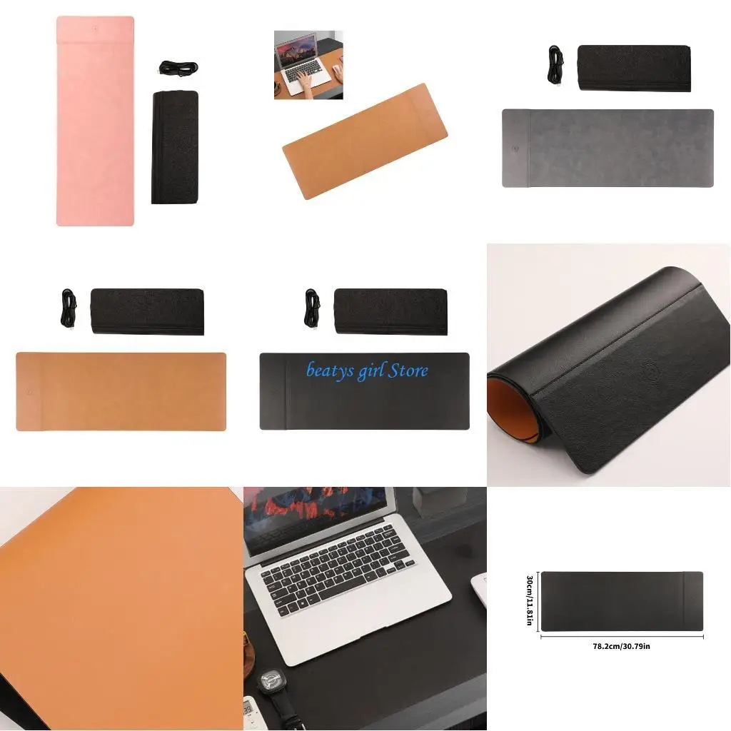 

C7AB Spacious Computer Desk Pad Featuring 15W Wireless Chargers and AntiSlip Bottom