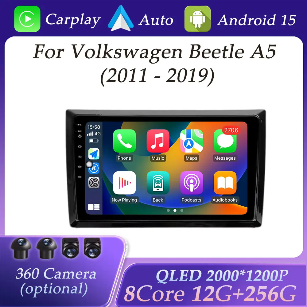 

Carplay for Volkswagen Beetle A5 2011 - 2019 Car Radio Video Audio Multimedia Player Split Screen GPS Navigation DSP Stereo WiFi