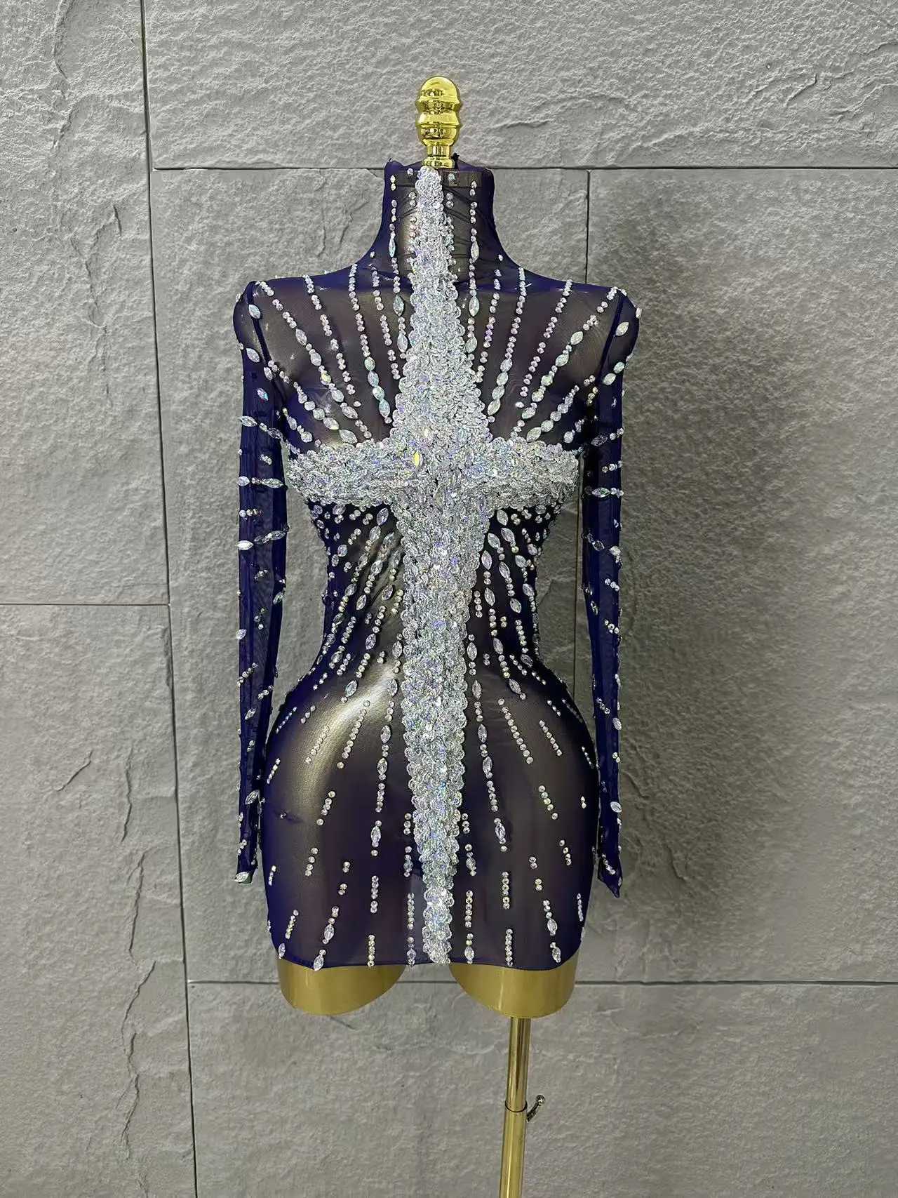 

Роскошное облегающее короткое платье со стразами, женское вечернее платье с длинным рукавом для выпускного вечера, костюм для выступления в ночном клубе на день рождения