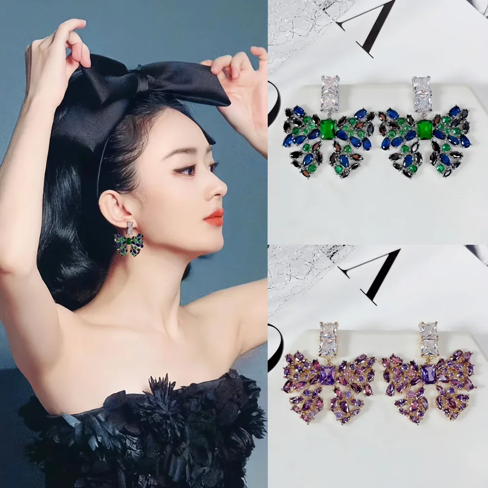 

Kellybola Personality Trendy Holiday Cute Earrings For Women Bridal Wedding Party Earrings Jewelry Luxury Bowknot High Quality