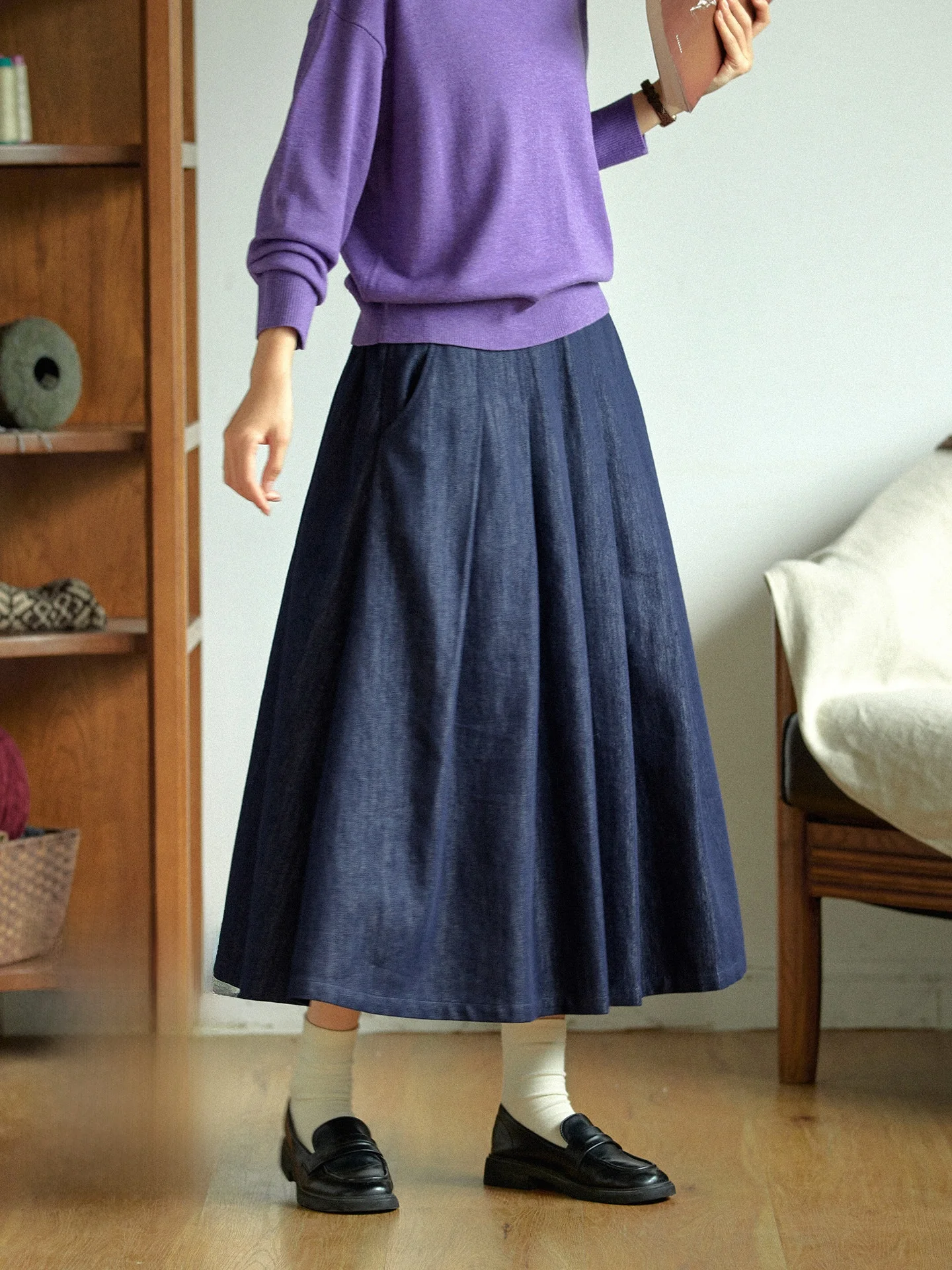 

Оригинальная синяя джинсовая юбка ter Ne Dr, женская осенняя повседневная винтажная универсальная юбка свободного покроя с высокой талией, силуэт трапециевидной формы