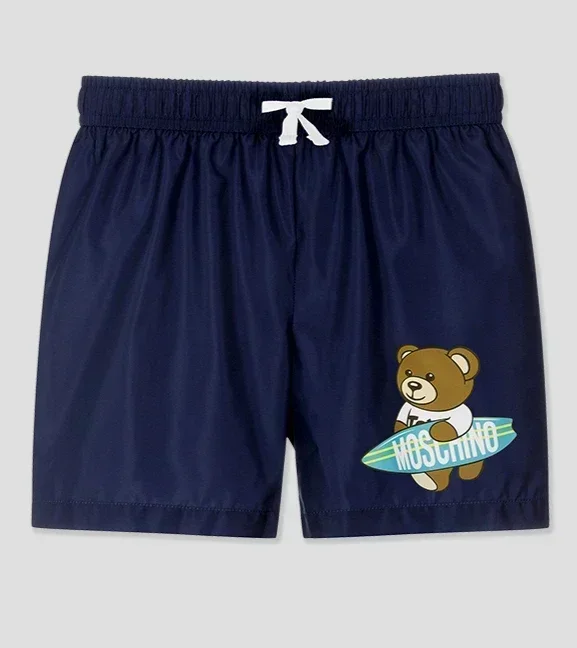 

Модные брюки для мужчин и женщин 2025 New Spot Весна и лето Новые шорты с принтом медведя в сетку на подкладке Пляжные брюки Мото