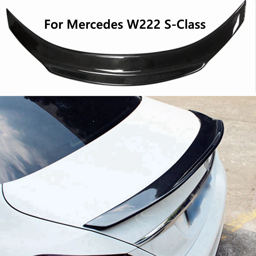 

For Mercedes W222 S-Class S63 S300 S350 S400 S500 S550 4 Door Sedan 2014 - UP Carbon Fiber Rear Trunk Spoiler Wing PSM Style