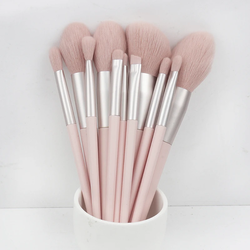 11pcs Pink Makeup Brush Set Foundation Blush Concealer Powder Lipstick  Eyeshadow Lash Brushes Korean Cosmetics Beauty Tools