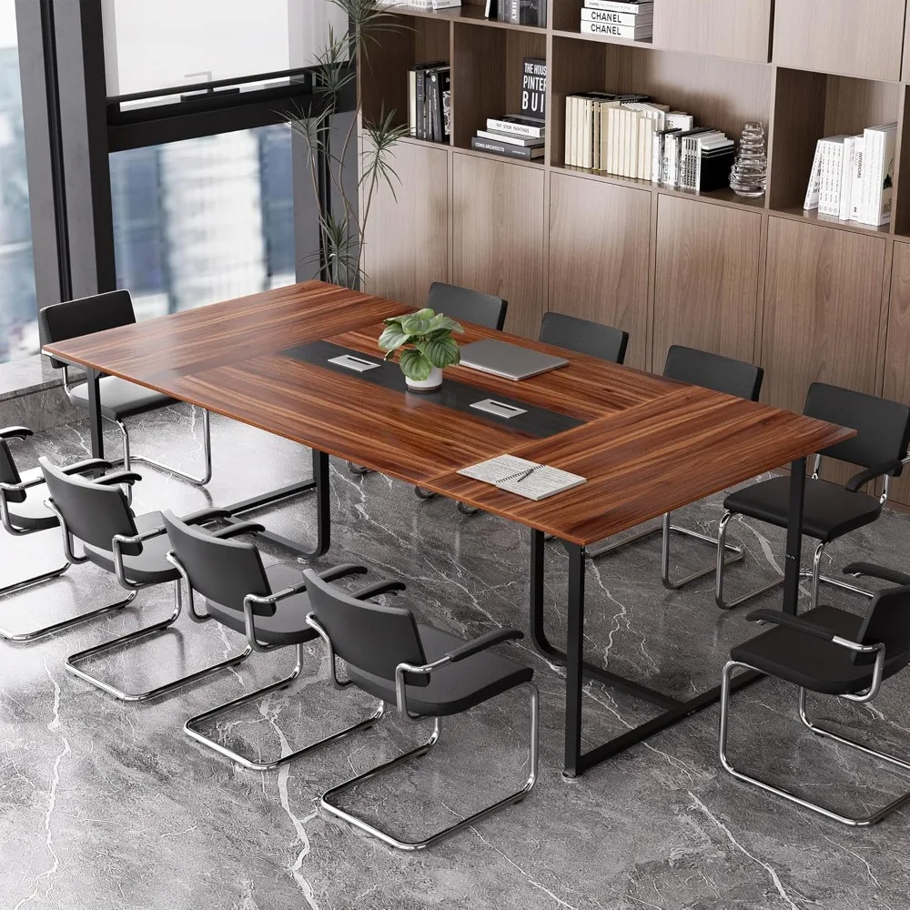 

Conference Room Table with Grommet,Stable Structure,Adjustable Foot Pads,Large Seminar Table for Office Meeting