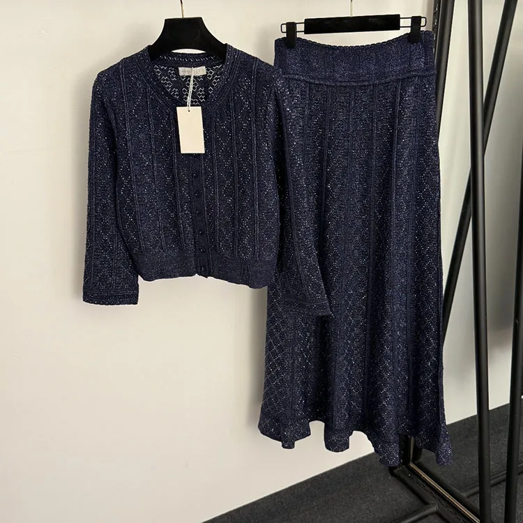 Designer Autumn Knitwear Skirt Suits Women’s