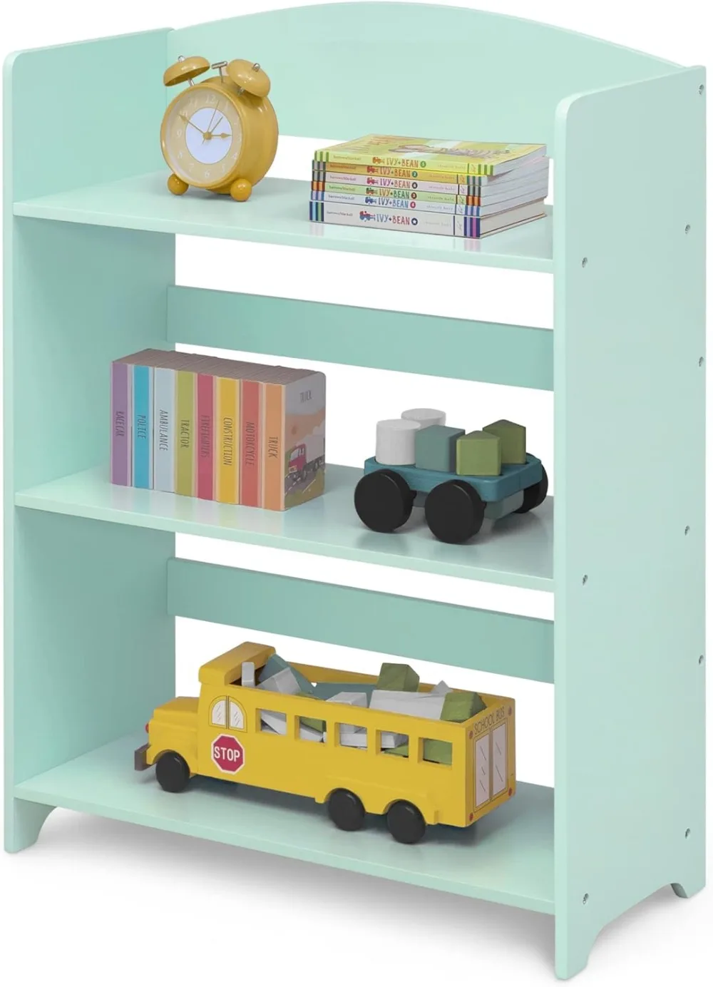 Kids Bookshelf with 3 Shelves, Greenguard Gold Certified, Mint Color - Safe & Durable