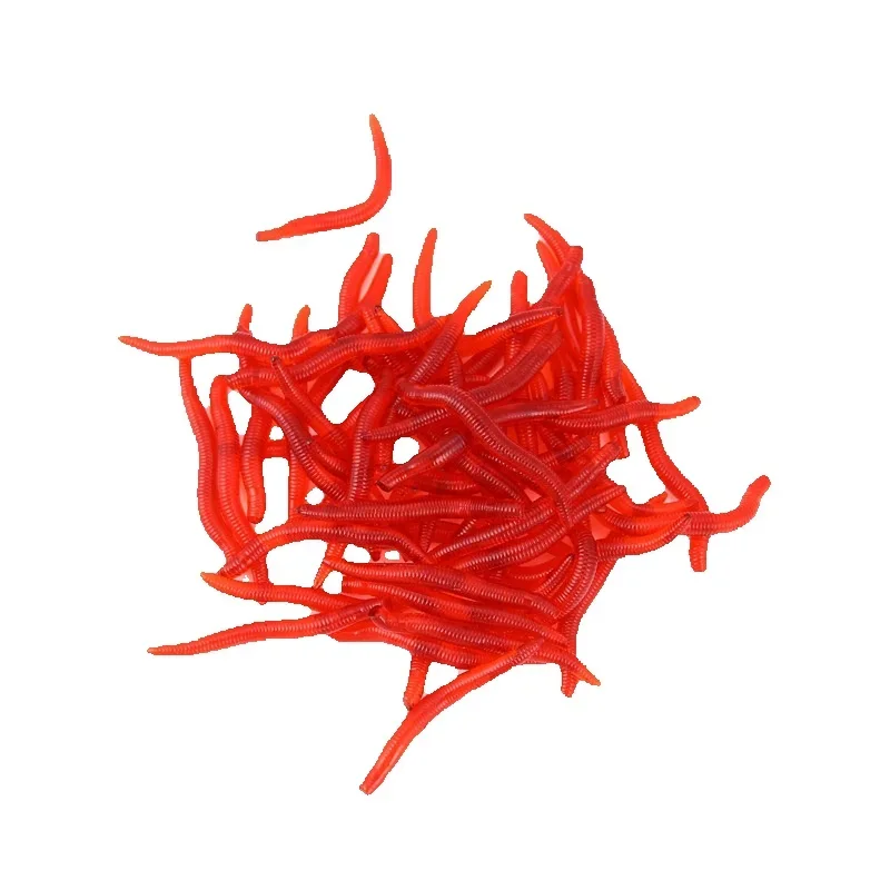

100Pcs/lot Simulated Earthworm 2.6g-3.5cm Soft Bait Bass Crucian Carp Fishing Bait Earthworm Rubber Red Worm Fish Bait