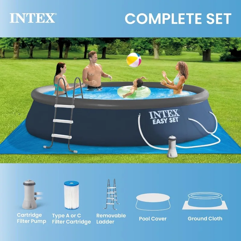 INTEX Inflatable Above-Ground Swimming Pool, Easy Set 15ft x 42in w/Filter Pump & Ladder - view 5