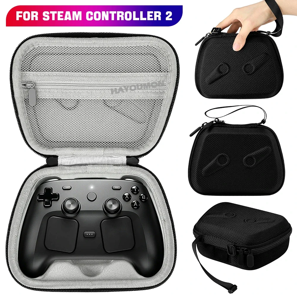 Komplett Schwarzer Harter EVA-Reise-Aufbewahrungskoffer für Steam Controller 2 2026 Halterung Passend für Kabel und Puck Stoßfester Staubdichter Schutzbeutel