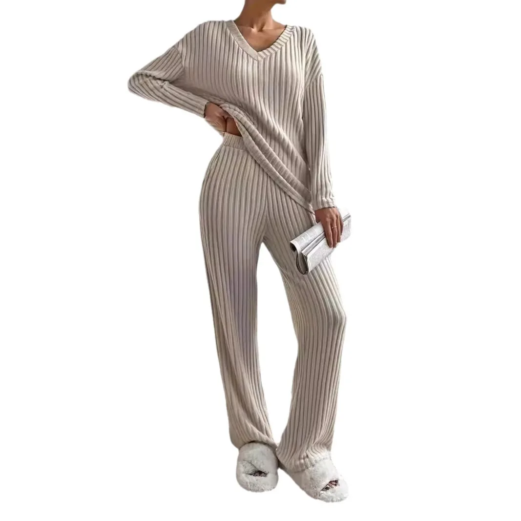 2024 Autumn New Solid Color Elegant Casual Two Piece Hoodie and Wide Leg Pants Set for Women