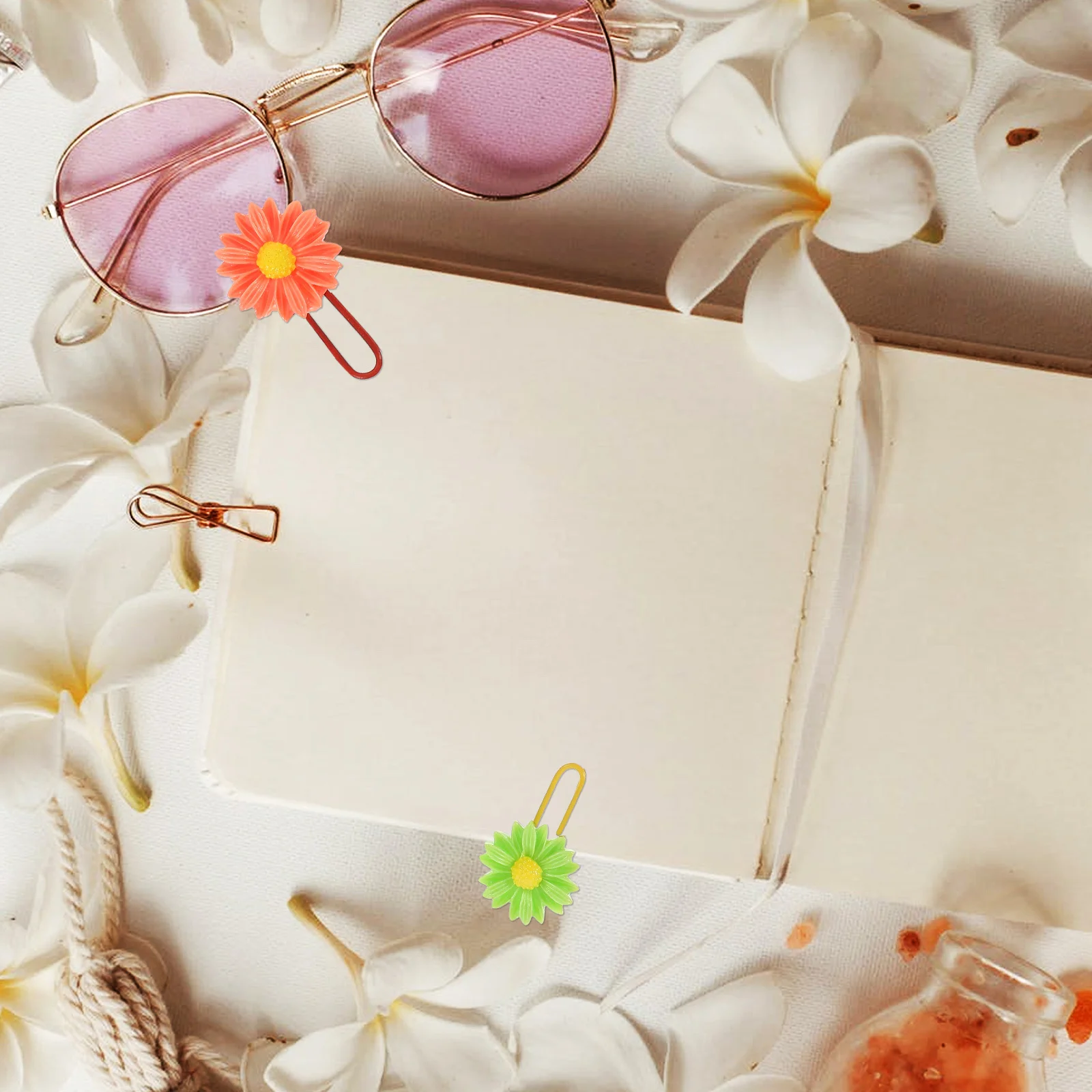 12 قطعة زهرة مطلية بالذهب المرجعية دبابيس ورق الزخرفية المعادن الأزهار مقاطع ل سجل القصاصات ملاحظات مكتب المنزل الزفاف #5