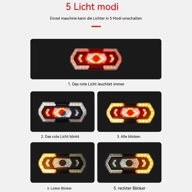 Fanale posteriore per bici fanale posteriore per bici con indicatori di direzione remoti senza fili a distanza luci 5 modalità impermeabili si adattano a qualsiasi sicurezza della bicicletta da strada