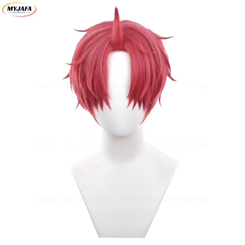 

Jiji Cosplay Wig Anime DAN DA DAN Jin Enjoji Cosplay Short Red Heat Resitant Synthetic Hair Wigs + Wig Cap