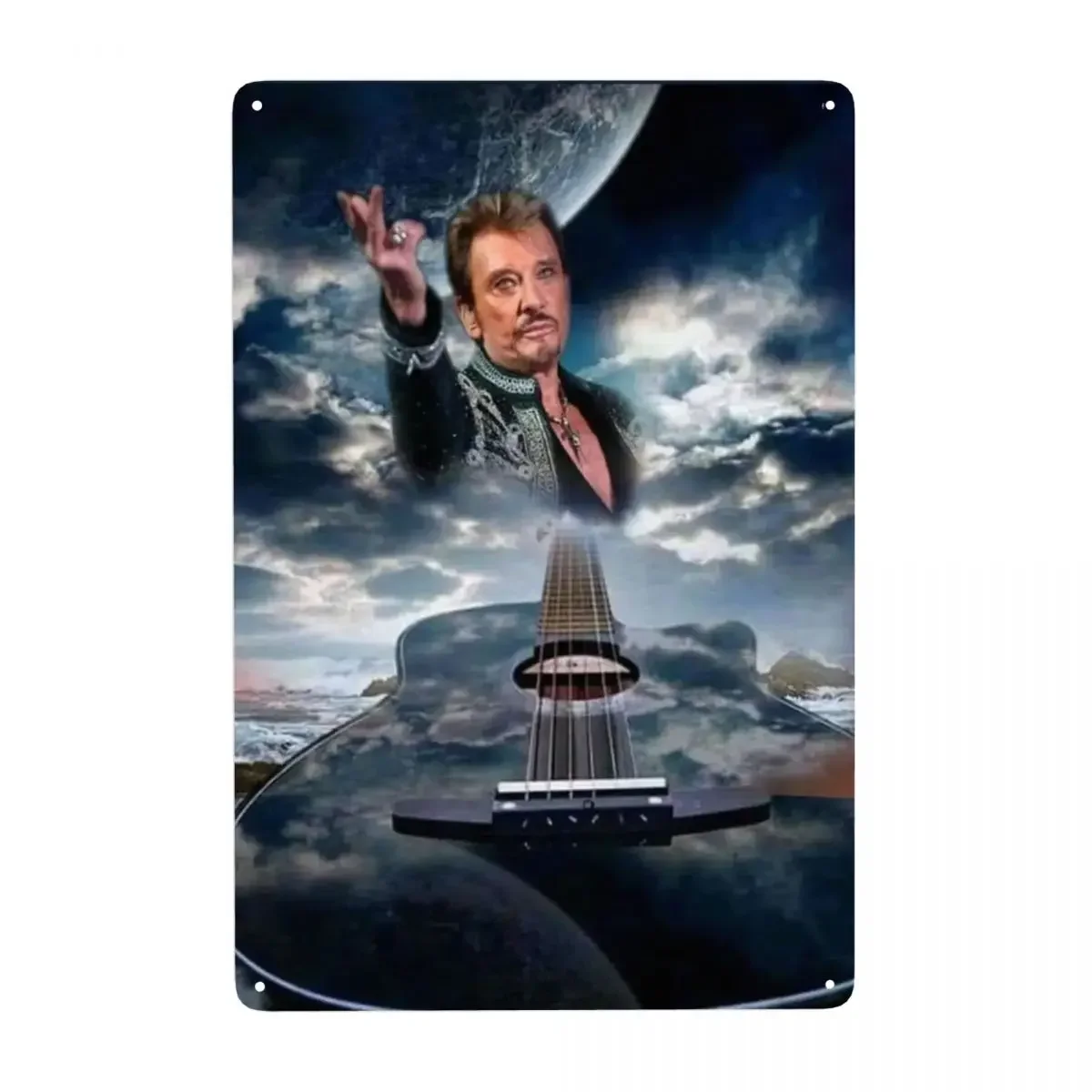 Motorcycle Johnny Hallyday Sign Retro French Rock Singer Metal Plaques for Club Cafe Restaurant Man Cave Bar Wall Decor