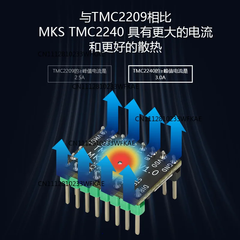 3D printer accessories TMC2240 stepper motor driver with heat sink 15 * 15 * 13