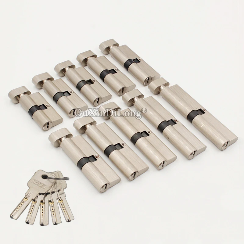 Cheap+Stock 1PCS Solid Brass European Mortise Door Lock Cylinder Large Single Open Lock Core Lock Gall Repair Parts + Key