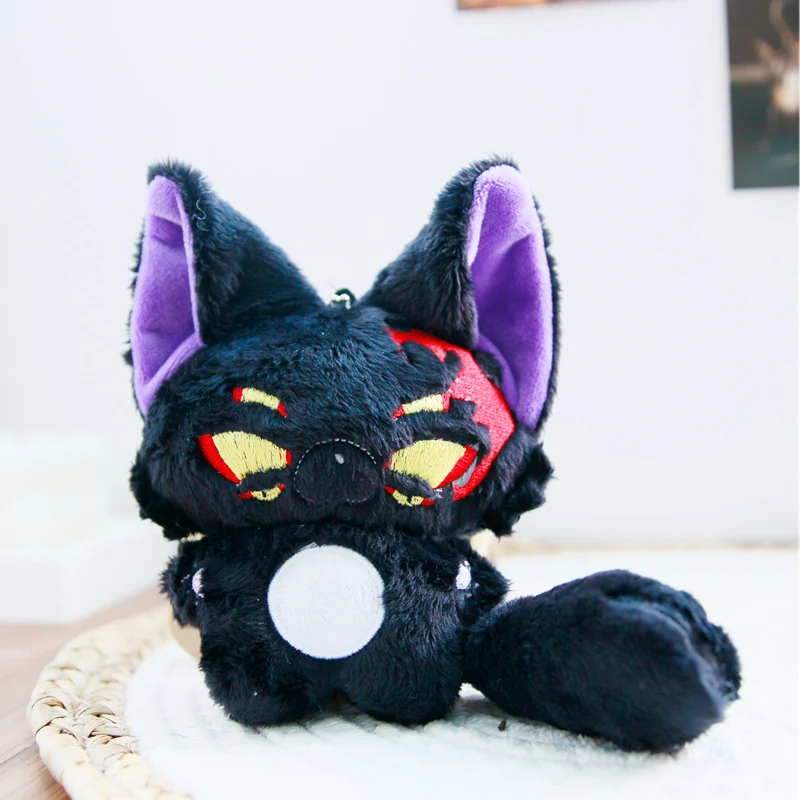 

Cute Black Fox Plush Keychain Evil Cat Stuffed Animal Soft Plush Pendant Backpack Decoration Birthday Gift