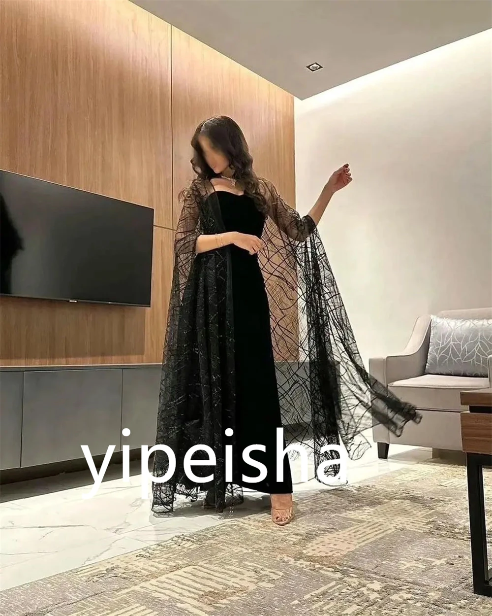 Customized Women Fashion Strapless Sheath Celebrity Dress  Tulle Anke length Skirts Charmeuse Evening