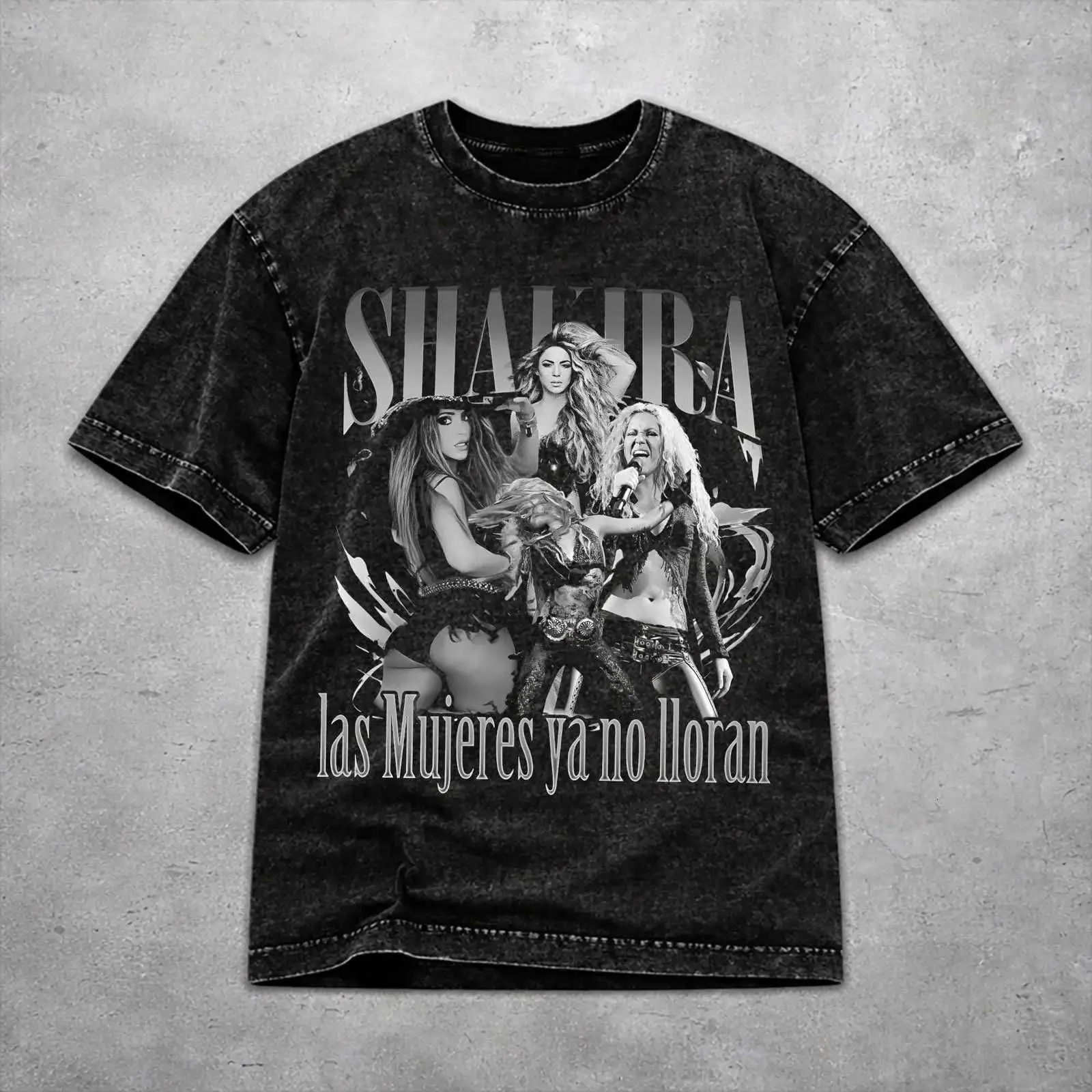 Hip Hop Shakira - Las Mujeres Ya No Lloran World Tour Merch T-Shirts for Men Women Washed Style Tee Shirt Clothes