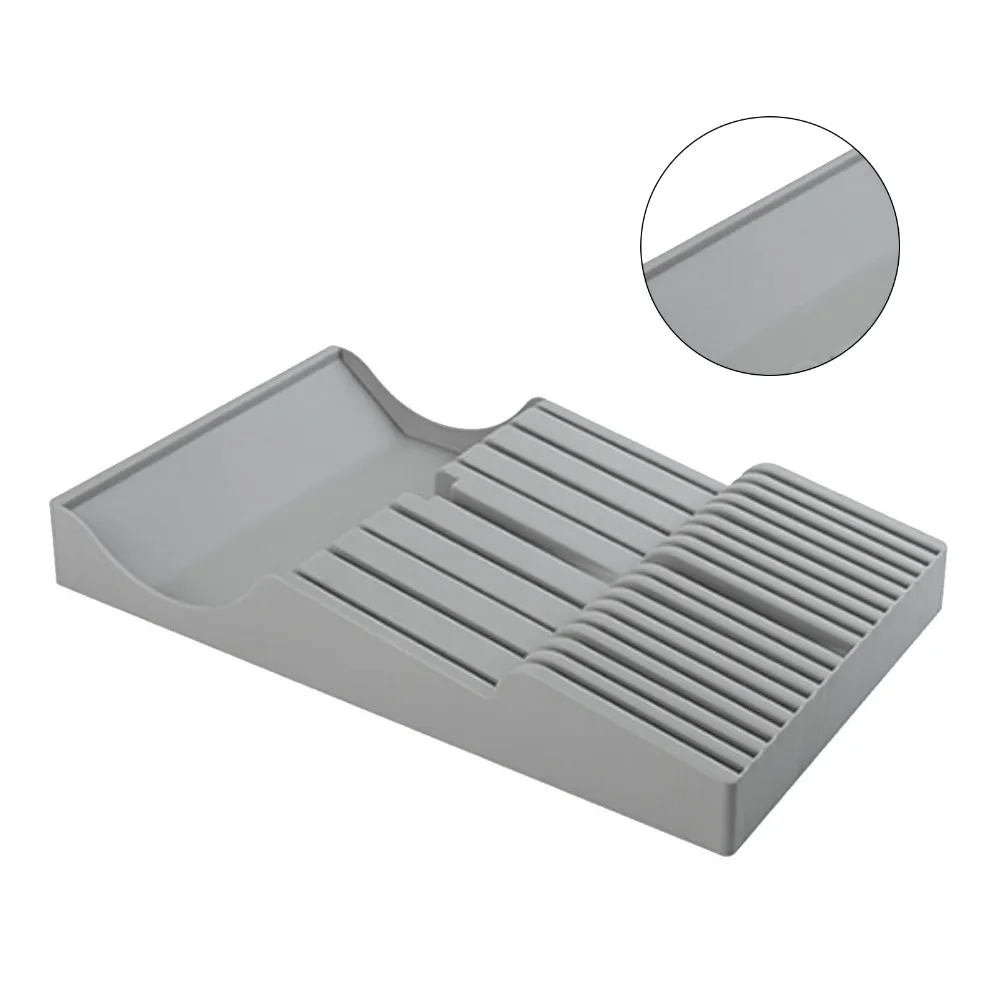 Durable Plastic Drawer Knife Block 16 Slots 15.7x9.1x2.4in Knife Storage Holder Knife Drawer Insert Short Knives