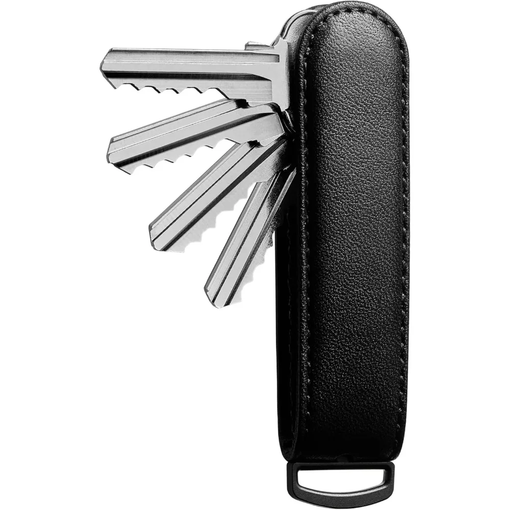 

Italian Leather Key Organizer Compact Stainless Steel EDC Keychain