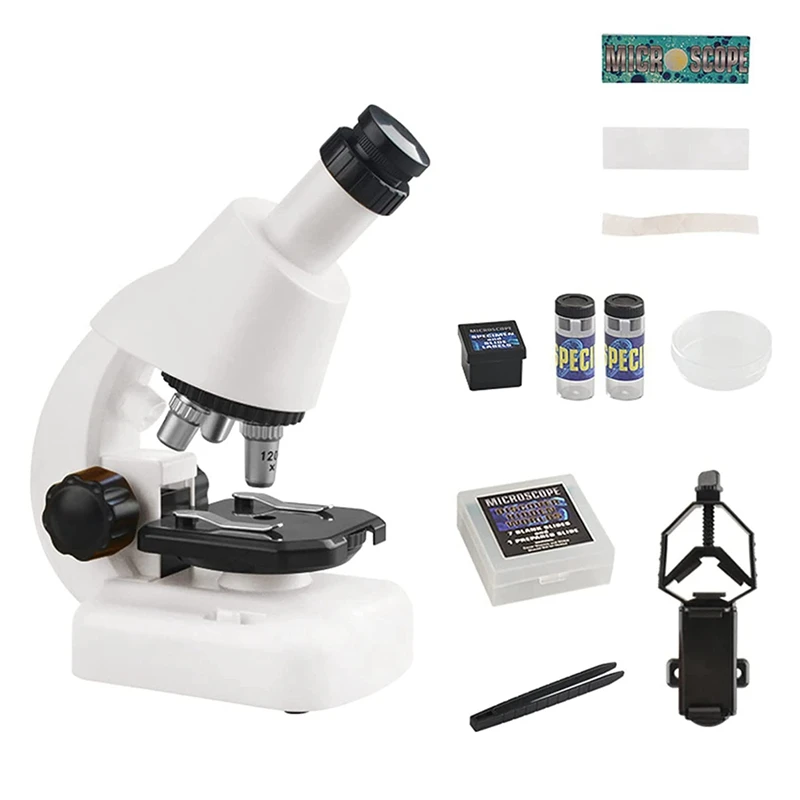 Microscopio per bambini Set giocattoli HD 1200 volte fai da te esperimento biologico lente d'ingrandimento per bambini principianti