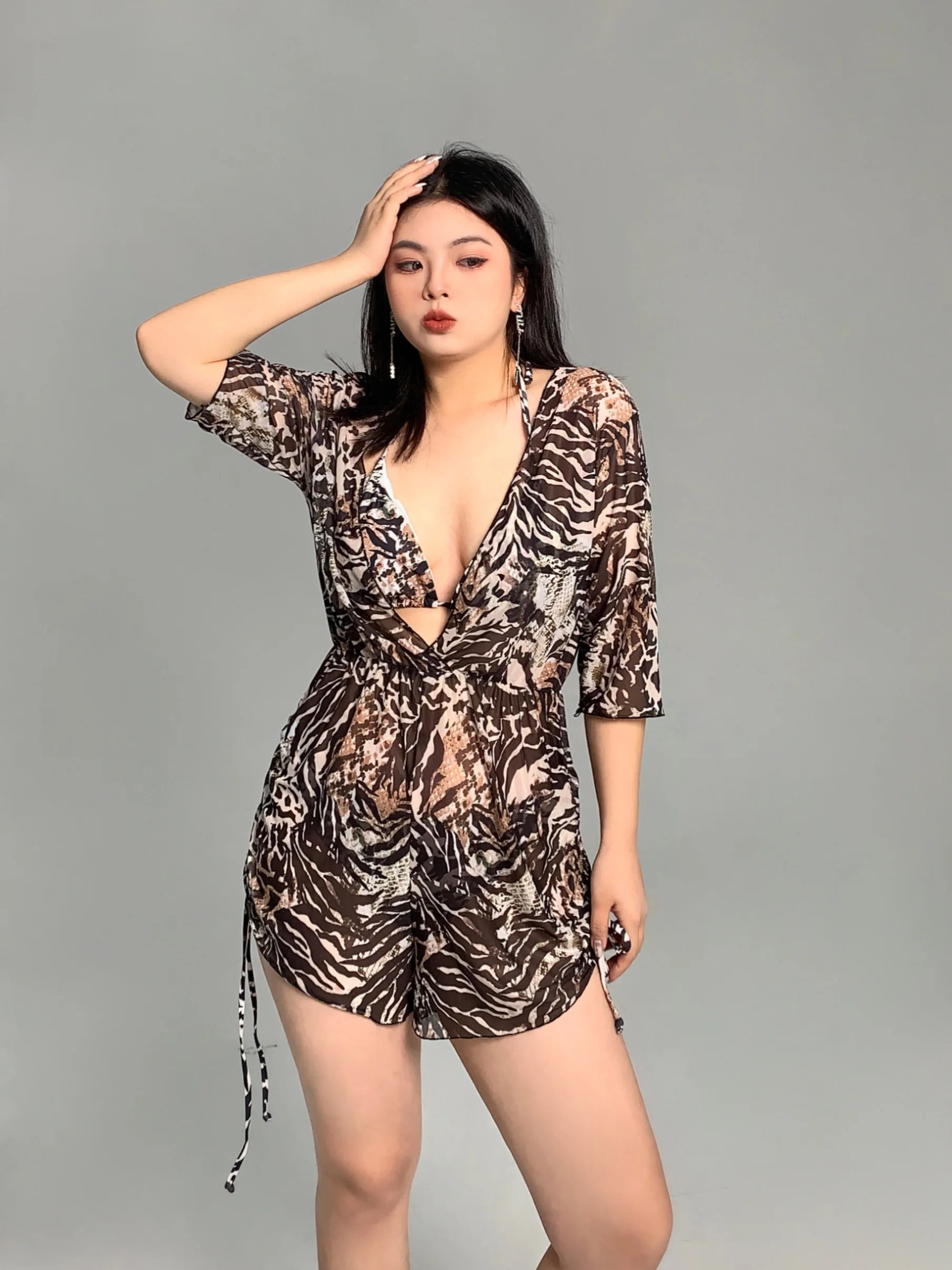 

Сексуальный комплект бикини с животным принтом, большие размеры, купальник с эффектом похудения, для спорта и йоги, товары для фанатов от Xiaonan Swim