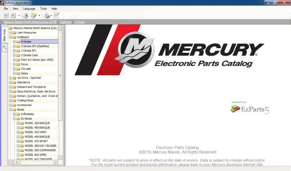 

Mercury Marine EU+NA [2024] Каталог запасных частей VMWARE DVD