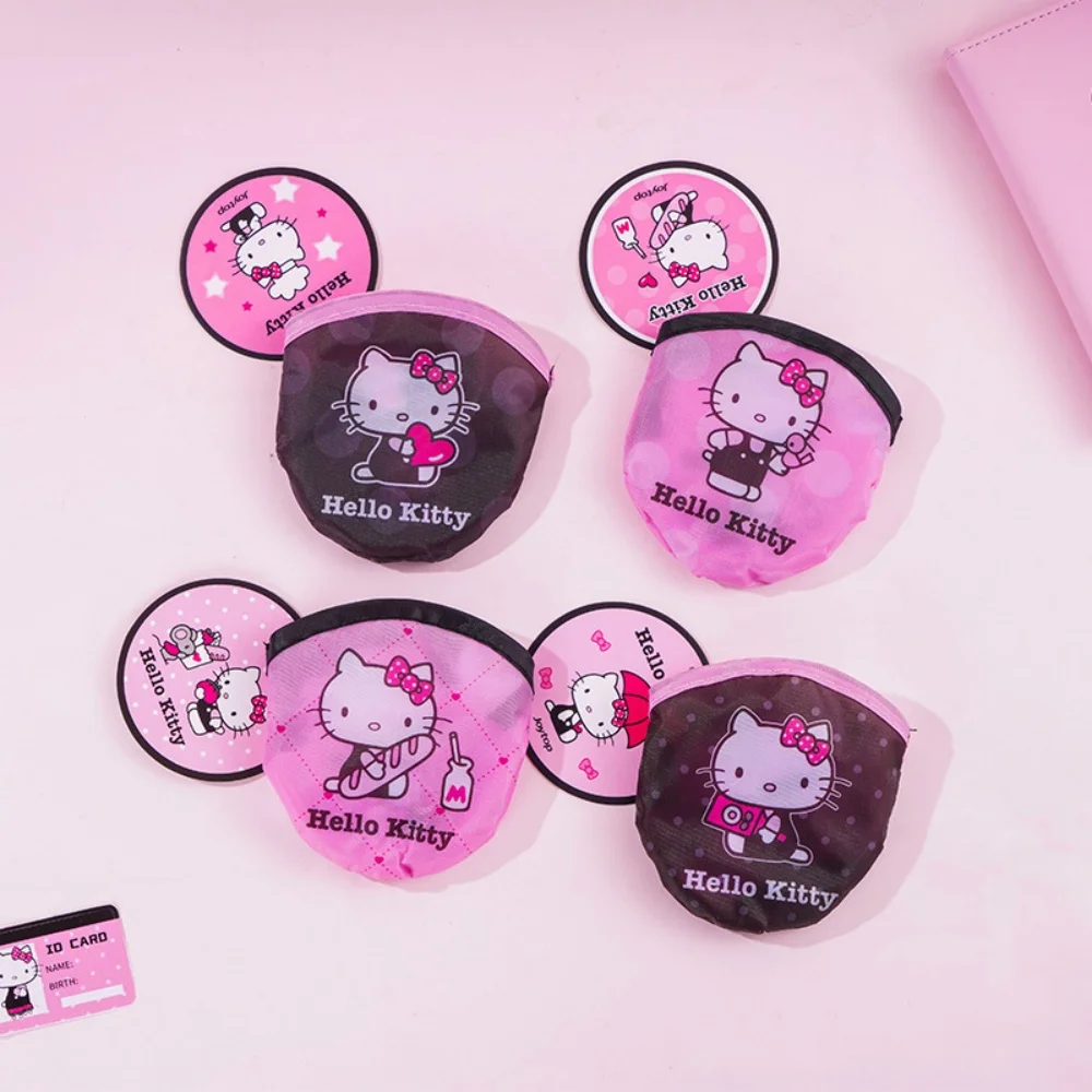 1Pcs Genuine Sanrio Hello Kitty Folding Reflective Hand Fan Collapsible Handheld Fan Pink Red for Summer Beach Travel Girls Gift - view 5