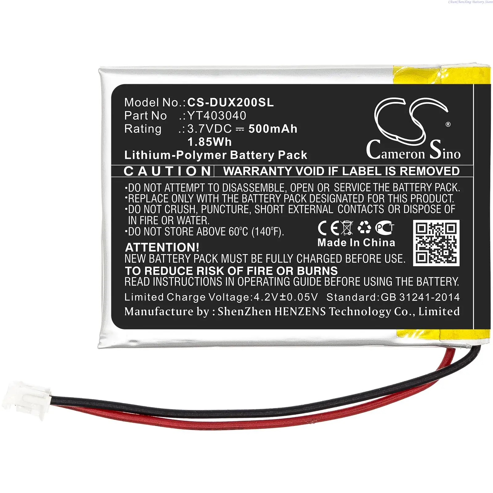 Cameron Sino 500mAh Media Player Battery YT403040 for XDUOO X2