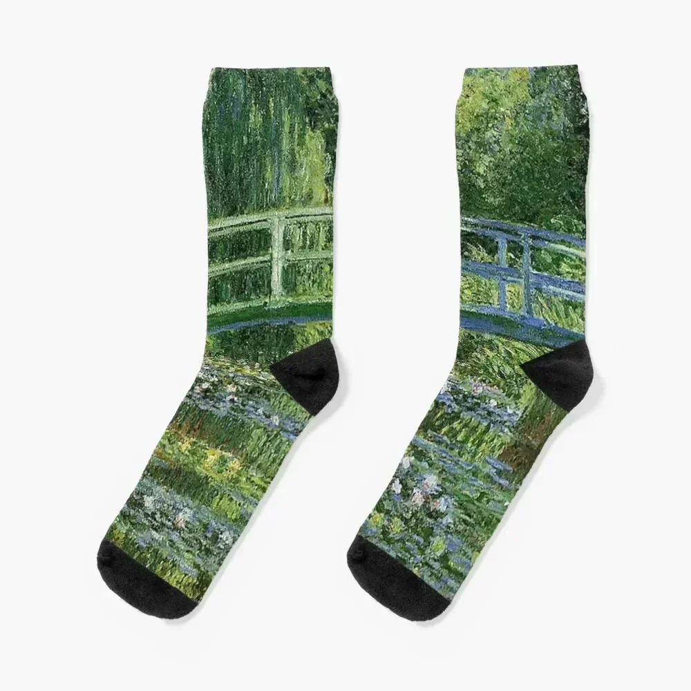 

WATER LILLIES AND JAPANESE BRIDGE - CLAUDE MONET Socks Novelties Toe sports Stockings compression Ladies Socks Men's