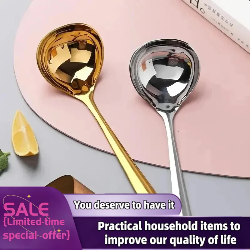 Stainless Steel Thickening Spoon Creative Long Handle Hotel Hot Pot Spoon Soup Ladle Home Kitchen Essential Tools