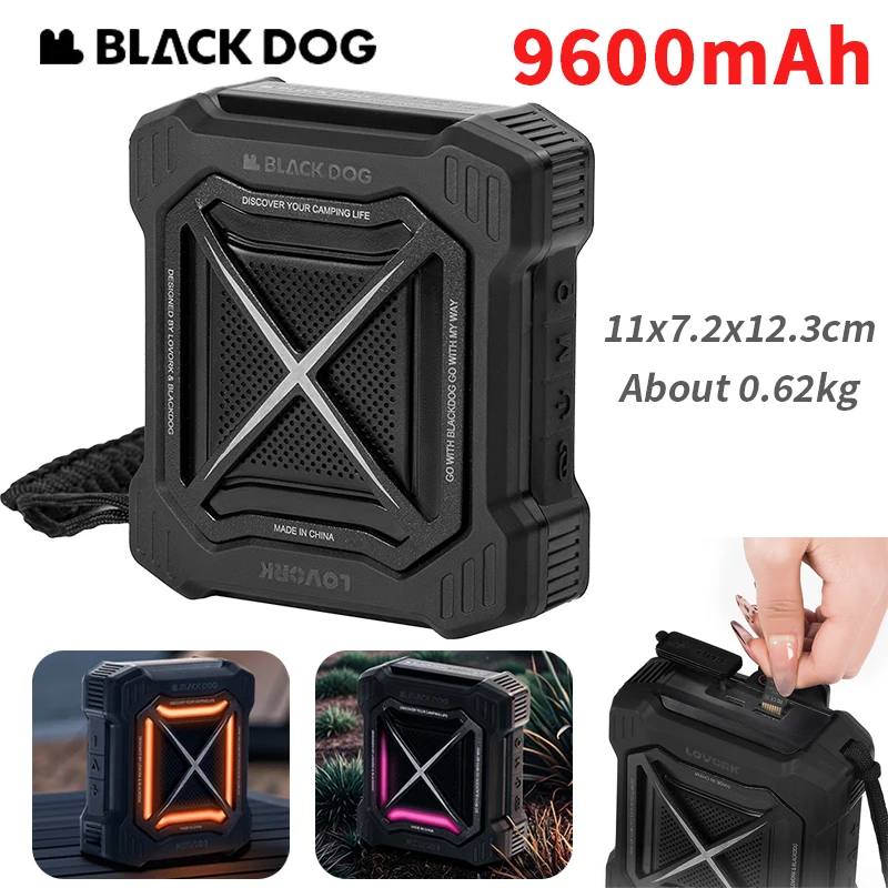 

Naturehike BLACKDOG Outdoor Bluetooth Speaker With Large Volume RGB Light 9600mAh Waterproof IP65 Camping Mini Audio Portable