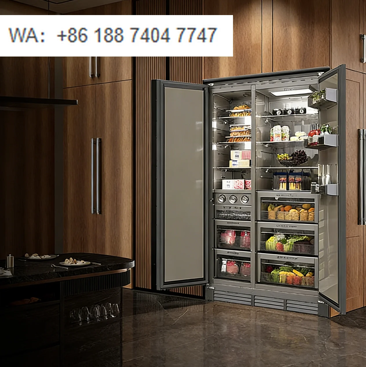 Hot Sale 488L Side-by-Side Portable Integrated Fridge Energy Efficient Low Noise Frost-Free Panel Ready Household Hotel
