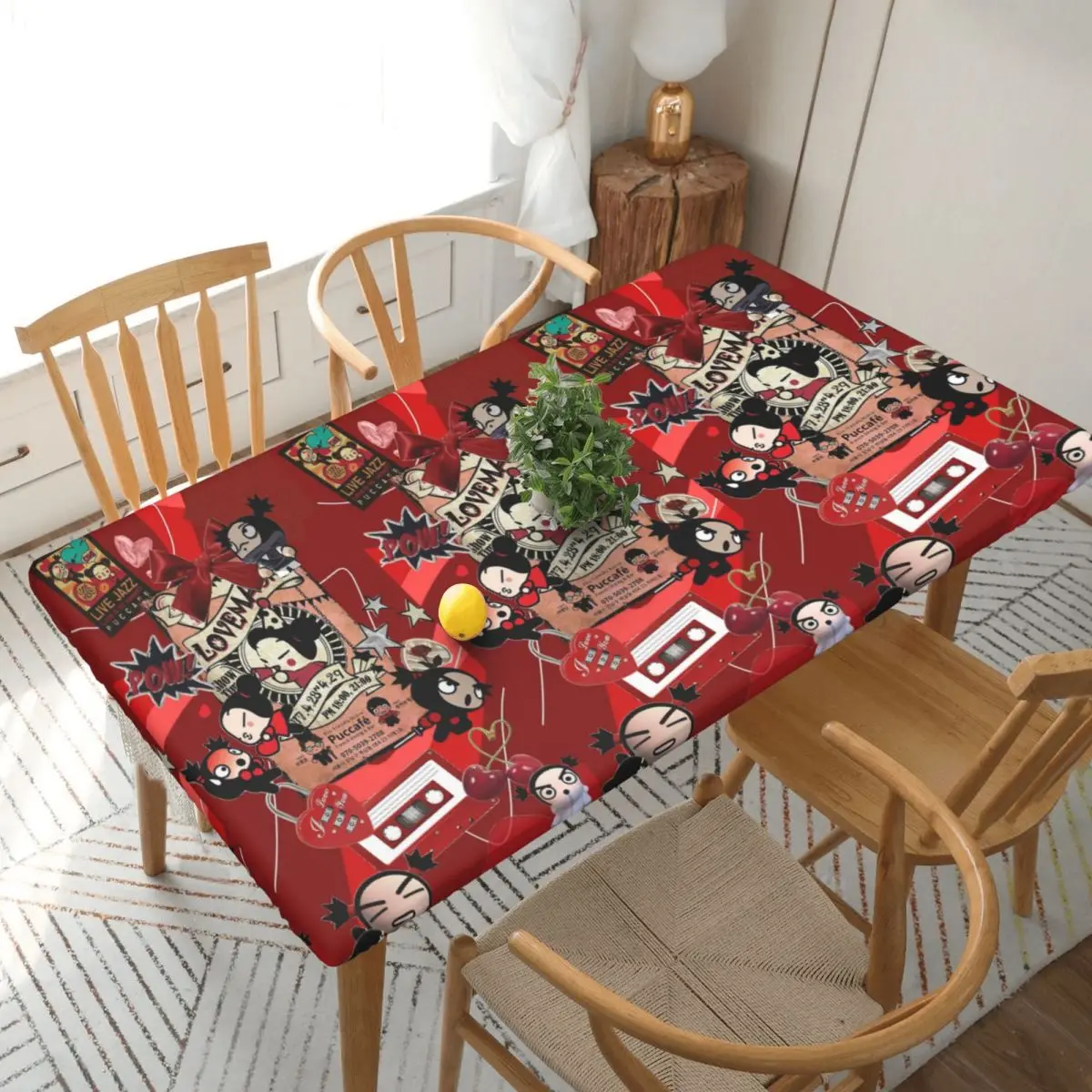 Pucca E Garu Customized Rectangular Tablecloth Oilproof Table Cover for Dining Events Table Cloth