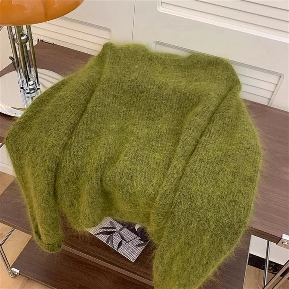 Maglione lavorato a maglia dal design elegante da donna aderente pullover vintage americano capispalla camicetta a maniche lunghe chic autunno nero inverno nuovo