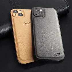 Personalise Initial Letters Case For IPhone 17 16 13 12 11 14 15 Pro Max 17 Air Customized Gift Leather Soft Luxury Cover 17 pro