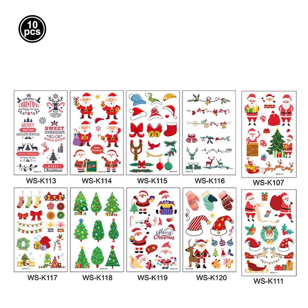 Christmas Temporary Tattoos Stocking Stuffers for Kids Boys Girls Christmas Decorations Kids Makeup Christmas Party Favors