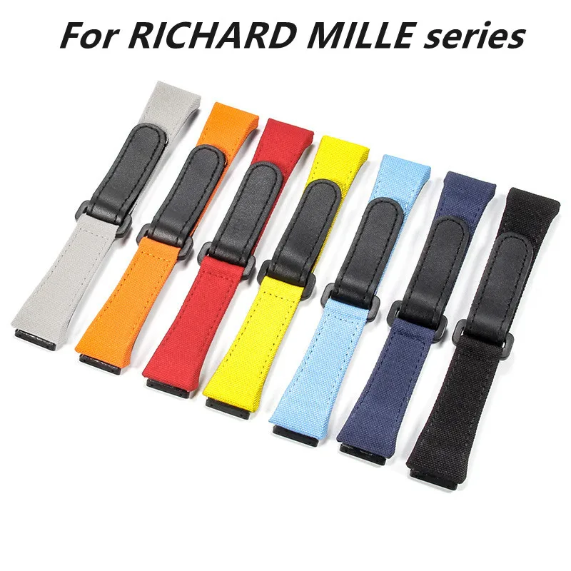 For RICHARD MILLE RM 50/53/11 Canvas genuine leather bottom watch strap Soft waterproof wristband Dedicated interface 20-25mm