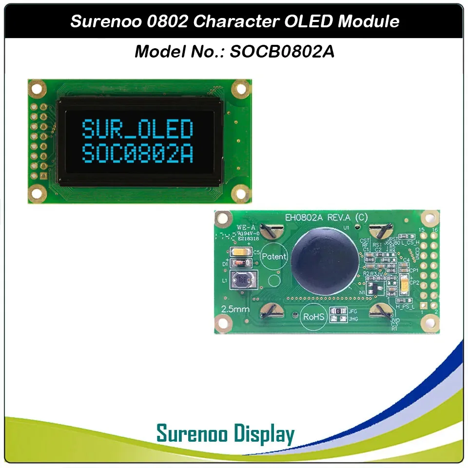 Real OLED Display, 0802 Parallel OLED Compatible 802 8*2 Character LCD Module Display LCM Screen build-in WS0010, Support SPI