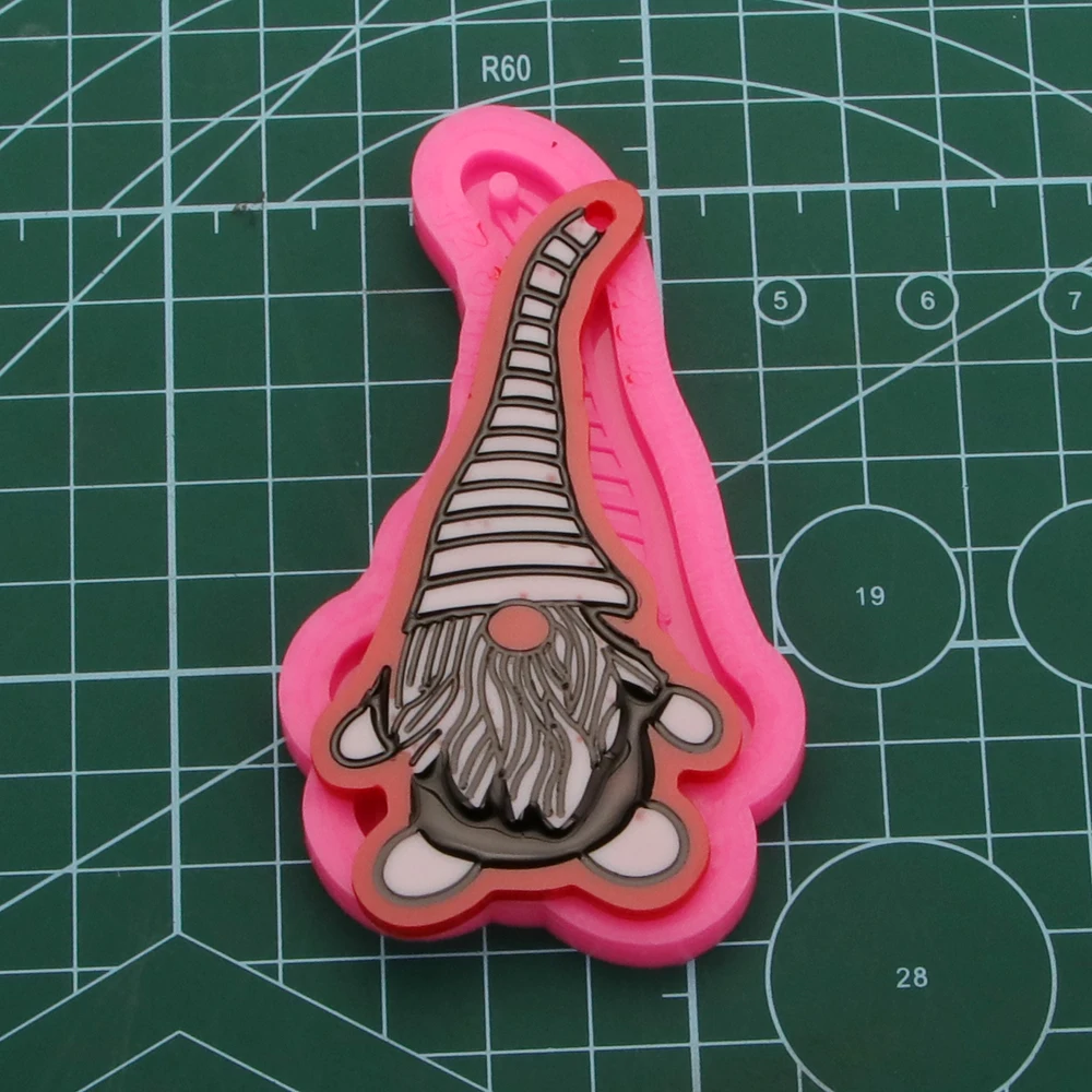 Shiny Handmade Keychains Christmas Santa Claus Silicone Molds DIY Necklace Jewelry Epoxy Resin Mould DY0459