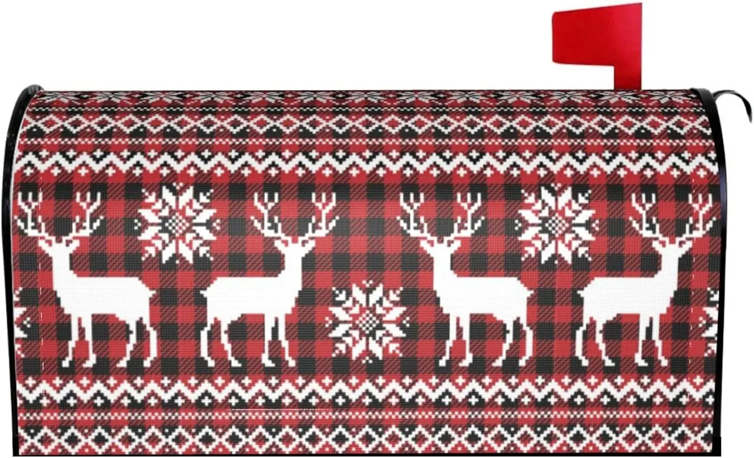 Christmas Deers Mailbox Cover Magnetic Waterproof Happy New Year Mail Cover Letter Post Box Wraps for Garden Yard Decor 21x18 In