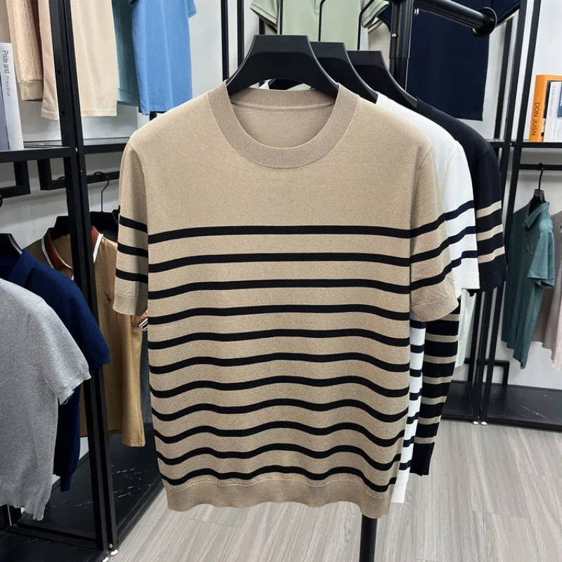 Ice Silk Old Money Style T Shirt For Men Casual Summer Short Sleeve Tee Soft Breathable Top — купить у AliExpress WW