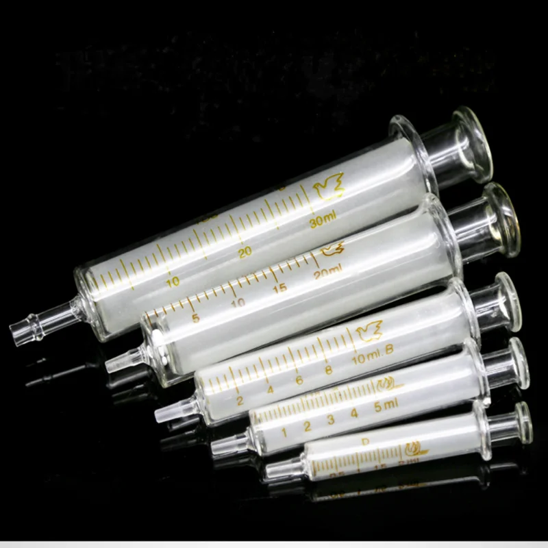 All Size 1ml To 100ml Lab Disposable Glass  Syringe Glass Liquid Syringe Transfer Pipette Without Needle